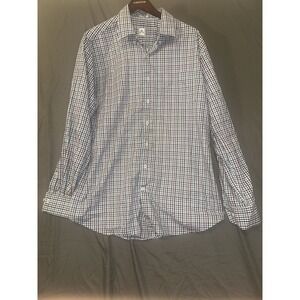 Peter Millar Summer Comfort Mens XL Plaid Button Dress Shirt Long Sleeve Golf